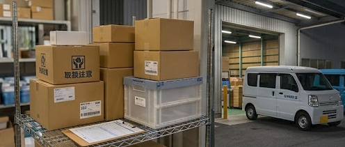 荷物と配送用軽バン
