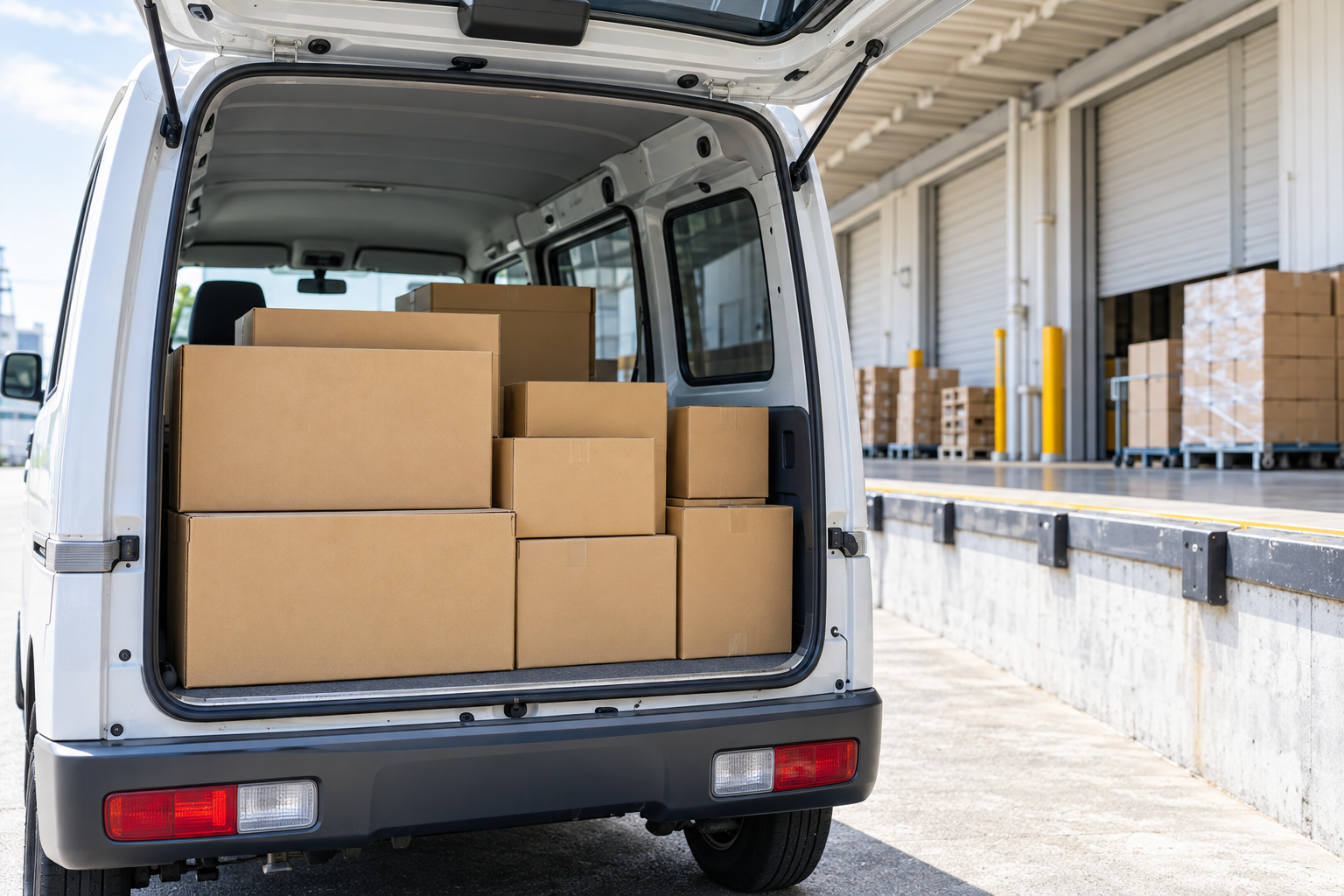 配送車へ荷物を積み込む様子